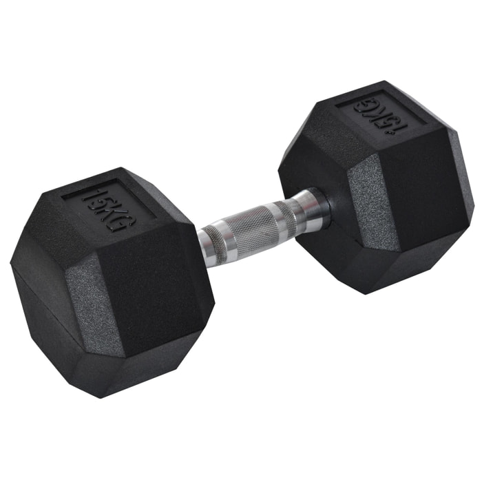Haltère courte poids 15 Kg - entraînement musculaire & haltérophilie - acier caoutchouc noir