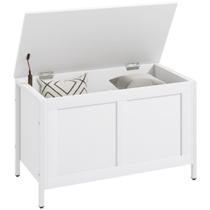 Baúl de Almacenaje para Dormitorio 95 L Banco de Almacenaje con Tapa Bisagra de Seguridad para Pasillo Salón 80x40x50 cm Blanco Veteado