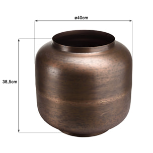 JOHAN - Vase largeur 40cm hauteur 38.5cm acier couleur bronze cuivré