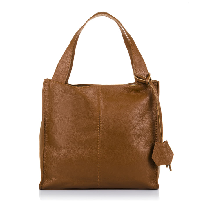 FIRENZE ARTEGIANI Borsa A Spalla da Donna Agazzano. Dollaro vera pelle Made in Italy 34x14x32 Cm. Colore: pelle