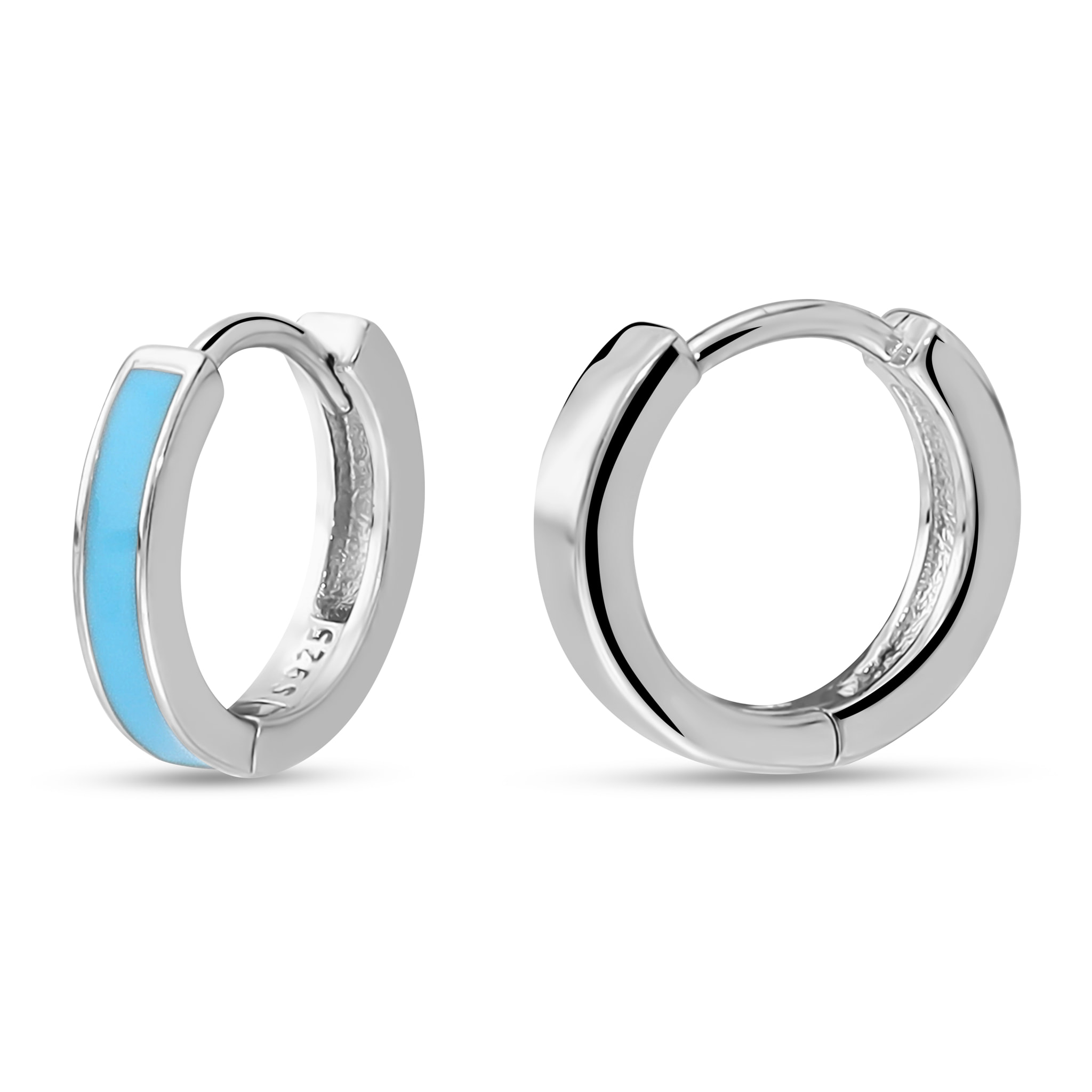 Orecchini a Cerchio Smaltati Blu in Argento 925