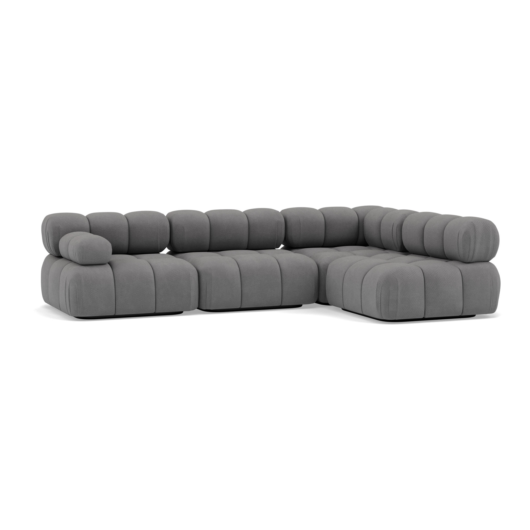 Ruby - canapé modulable d'angle droit 5 places en velours texturé - Gris