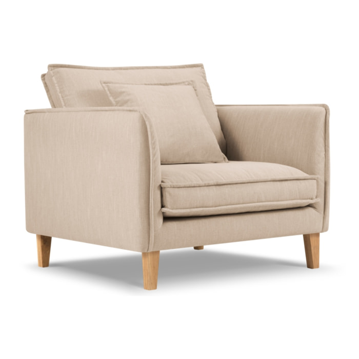 Fauteuil xl "Provence" en tissu structurel beige