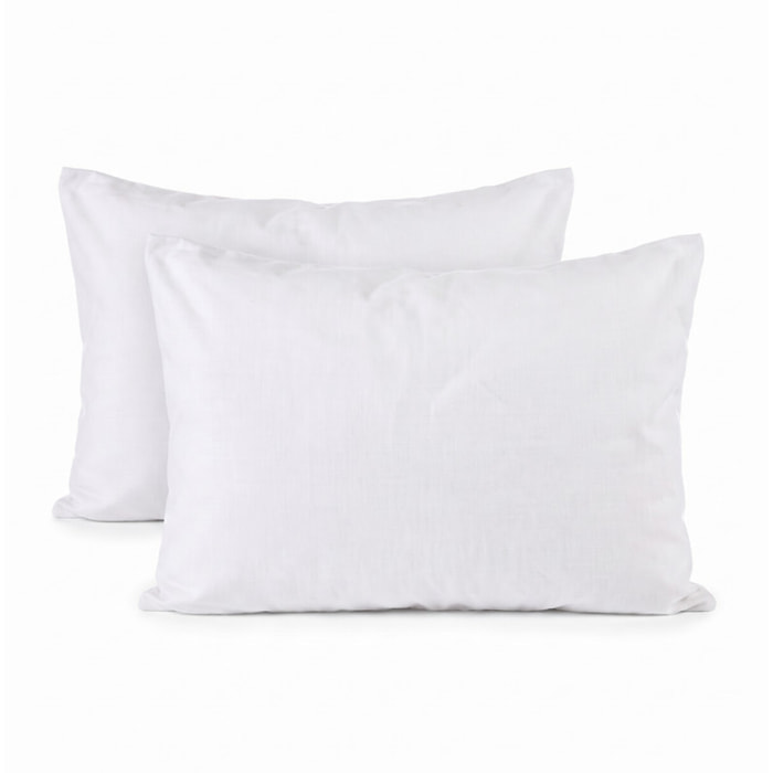 Coppia di federe in flanella 100% cotone - Bianco