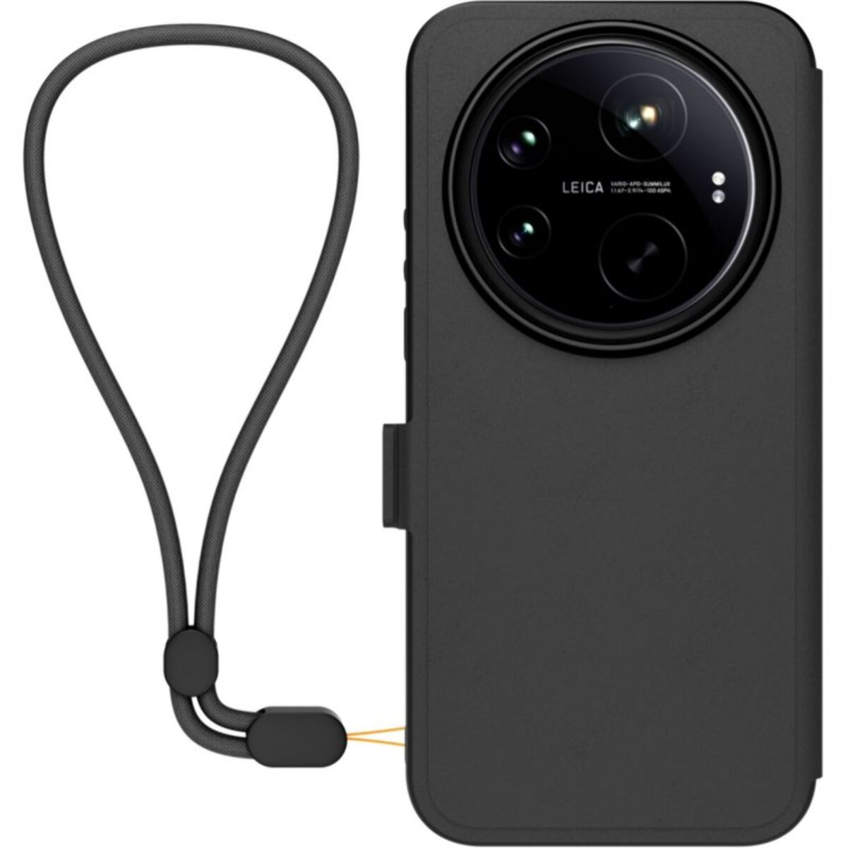 Etui avec cordon MADE FOR XIAOMI premium noir + dragonne Xiaomi 17 Ultra