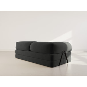 Nebula - Canapé 3 places convertible en velours texturé - Gris