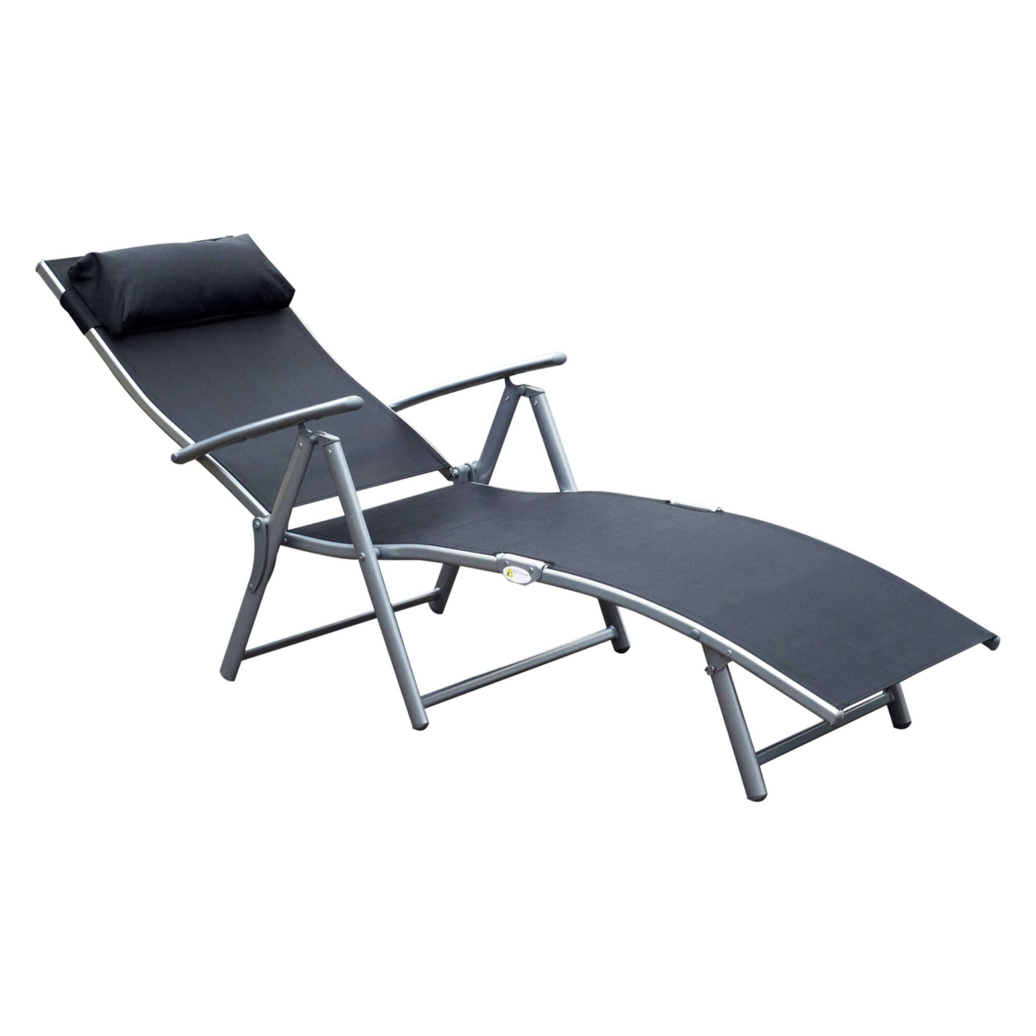 Tumbona Plegable Tumbona de Jardín con Respaldo Ajustable en 7 Niveles Almohada y Reposabrazos Carga 165 kg para Piscina Terraza Camping 137x63,5x100,5 cm Beige