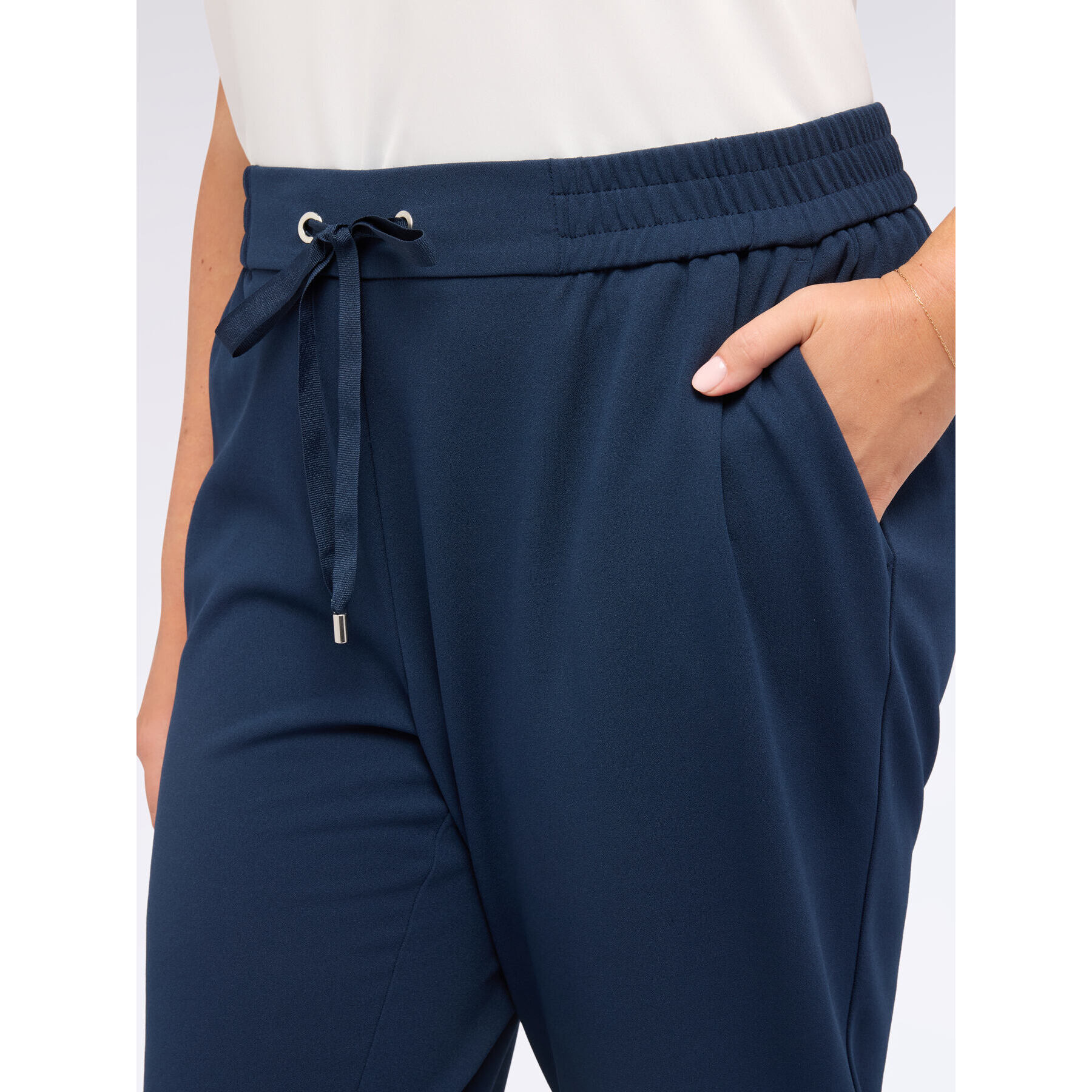 Fiorella Rubino - Pantalones jogger de tejido elástico con cordón - Azul