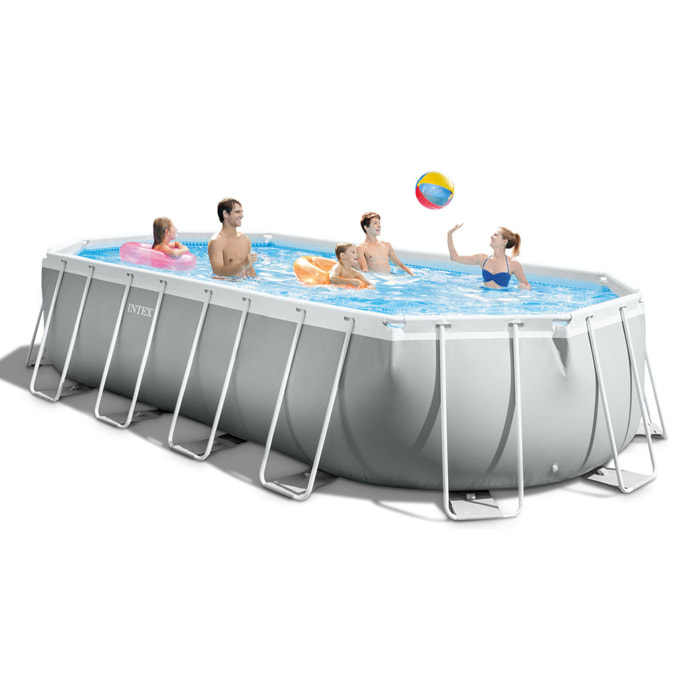 Intex Piscina Prisma Frame ovale con Pompa Filtro, Scaletta e Teli, 610x305x122 cm