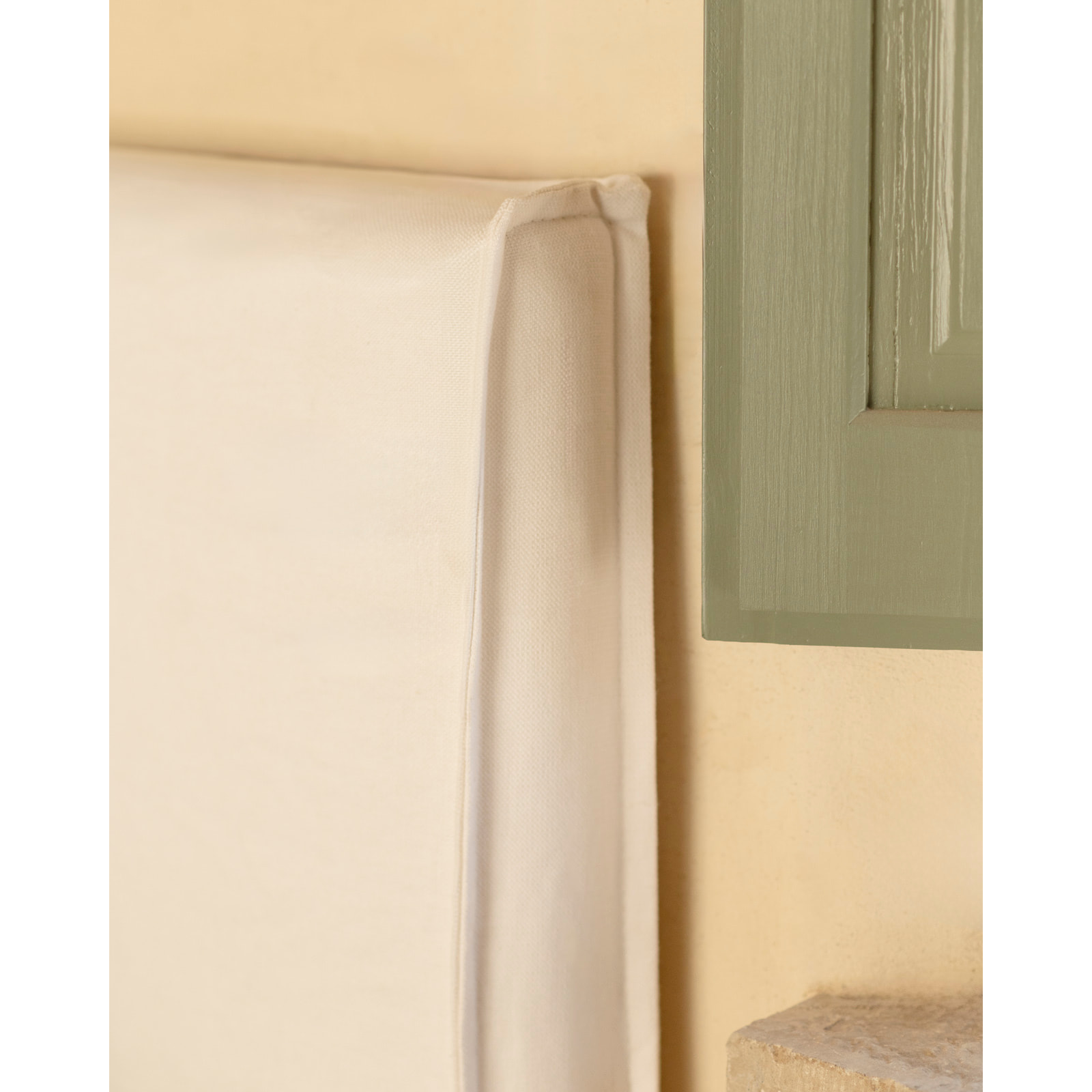 Cama con canapé desenfundable de lino blanco para colchón de varias medidas