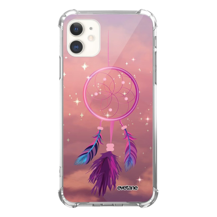 Coque iPhone 11 anti-choc souple angles renforcés transparente Attrape rêve rose Evetane