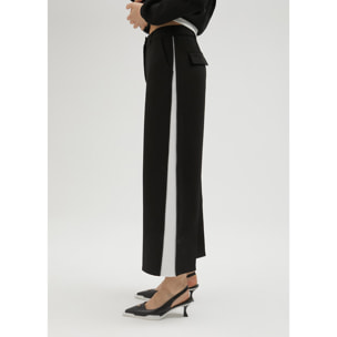 Pantaloni neri dettaglio bianco laterale