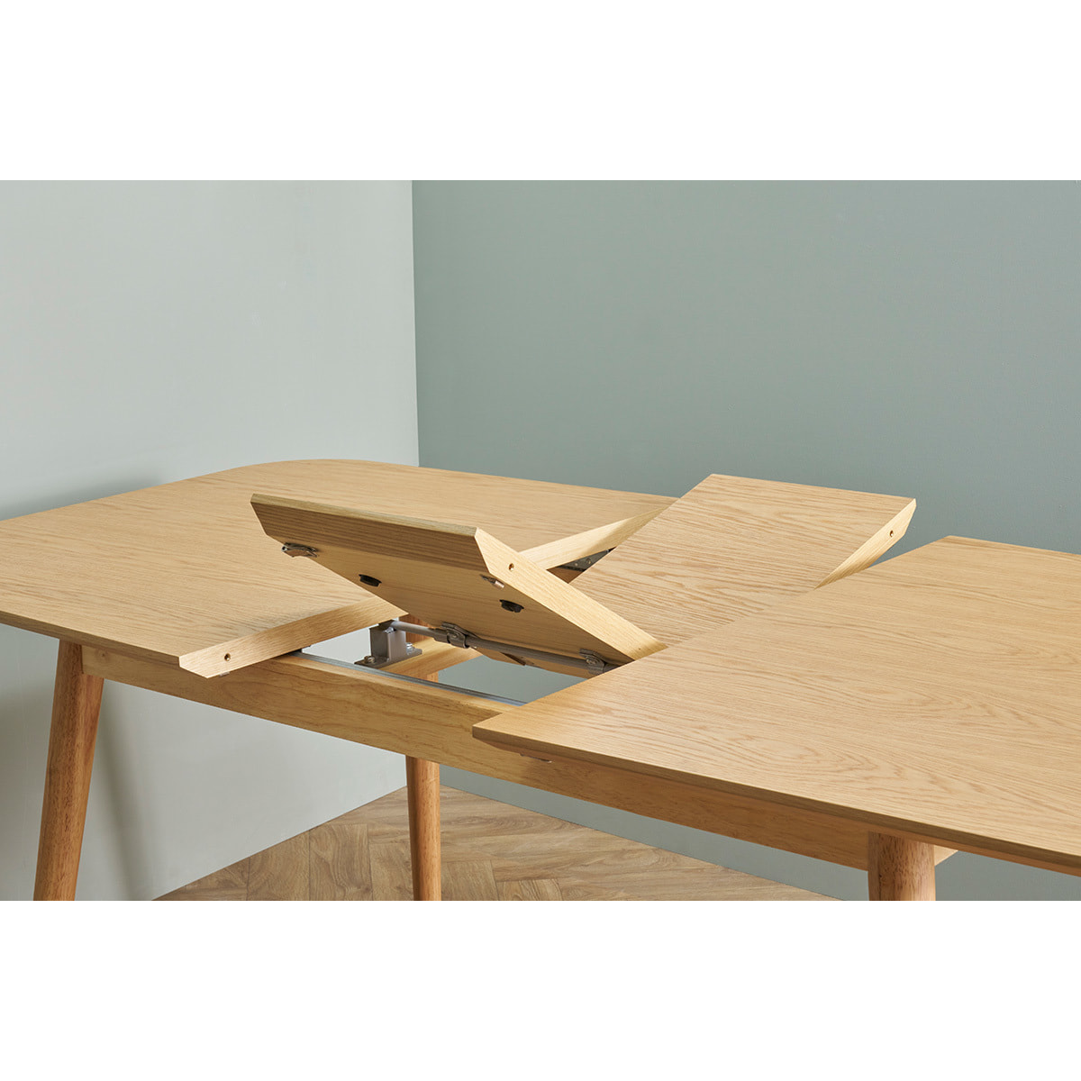 Table extensible rallonges intégrées rectangulaire en bois clair chêne L140-170 cm ANK