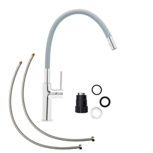 Mitigeur d'évier Swiss Aqua Technologies avec bras en silicone gris/chrome SATBSD290S