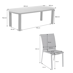 Table de jardin aluminium + 8 assises  ZARO + BUFFALO