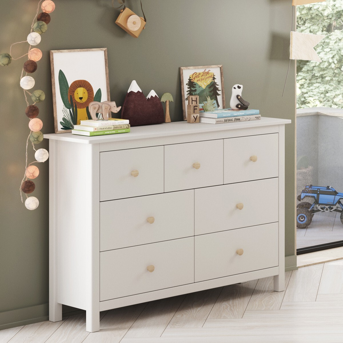 Commode enfant 7 tiroirs en bois massif - MELVIN