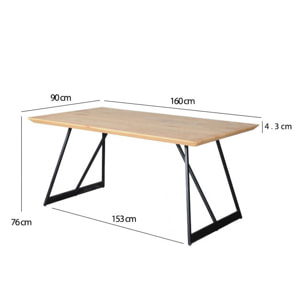 Table de repas en bois & métal L160cm - STRIPE