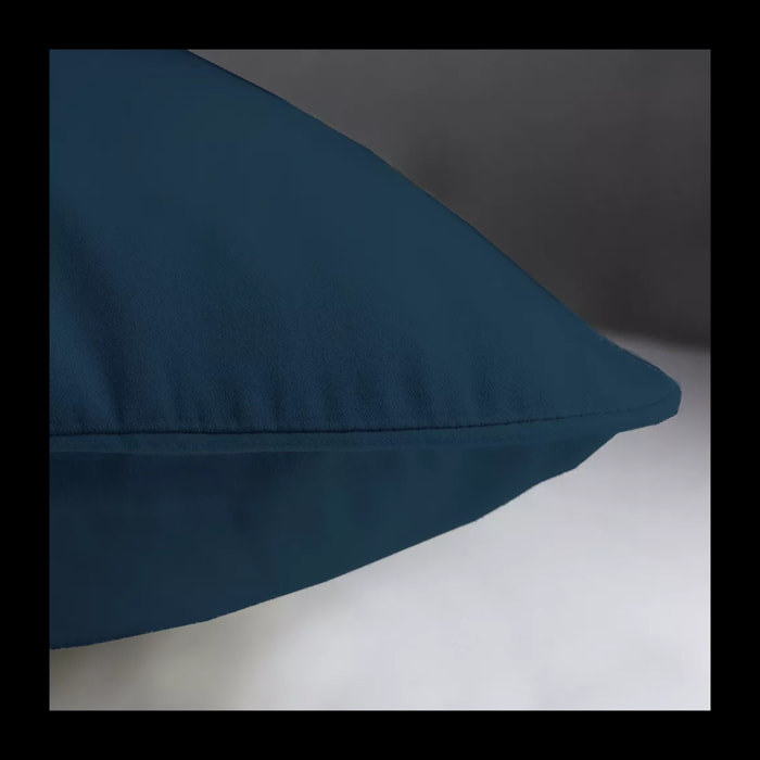 Lot de 2 taies satin de coton uni bleu Ava uni bleu nuit