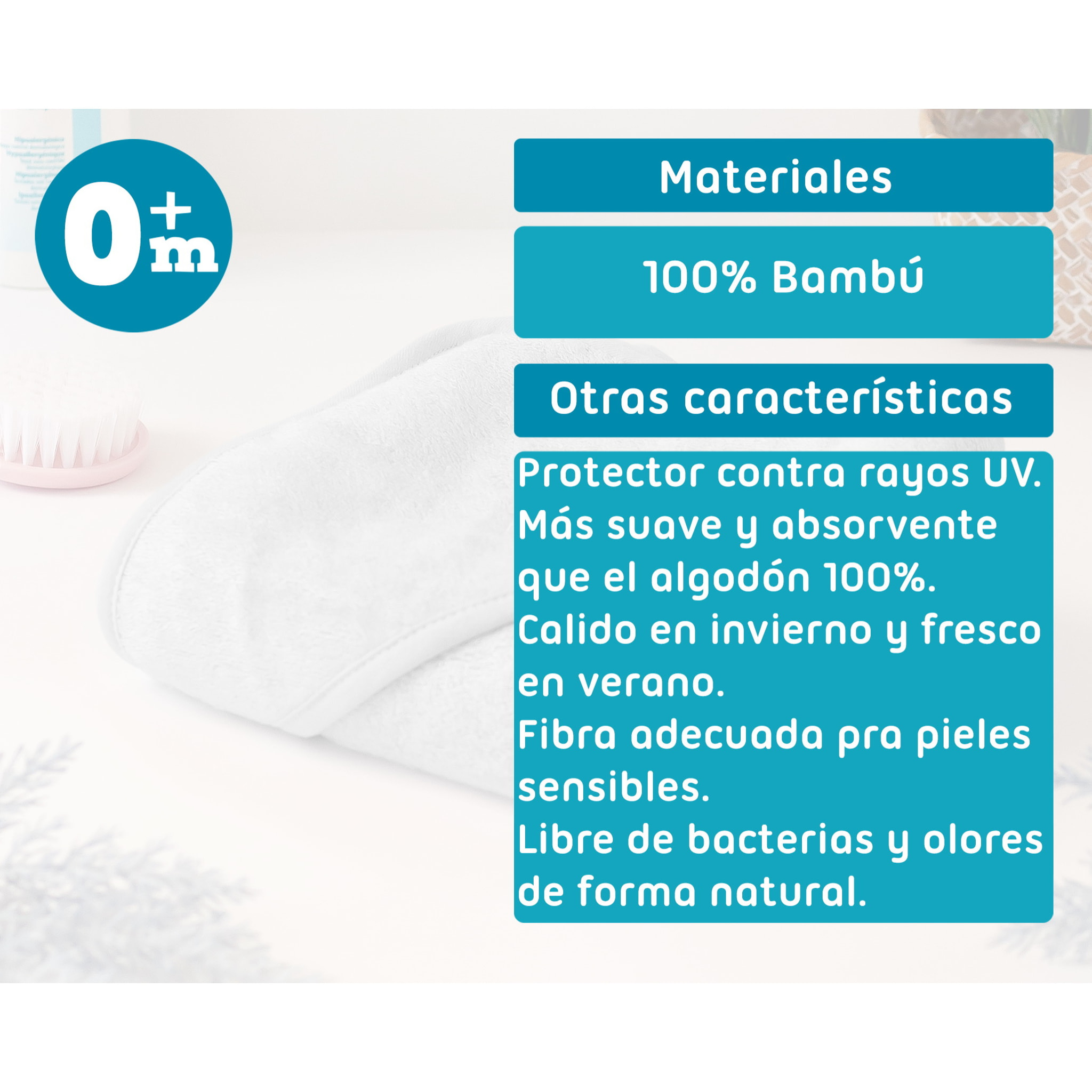 TOALLA DE BAMBÚ PARA BEBÉ GRIS