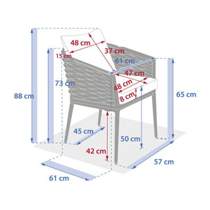 Lot de 2 fauteuils de jardin "Yconia" argile & beige aluminium et polyester