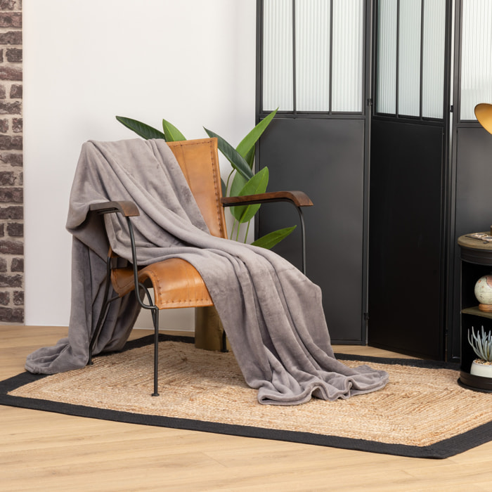 Plaid microfibre gris 180x230cm