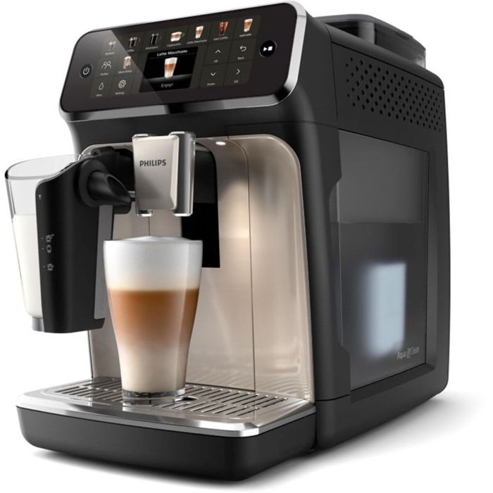 Expresso Broyeur PHILIPS EP5547/90 cafetière à grain LatteGo série 5500, 20 boissons, SilentBrew, Noir