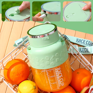 Frullatore portatile elettrico K2 da 800 ml con 10 lame in acciaio, sicurezza tramite doppio clic e batteria ricaricabile.