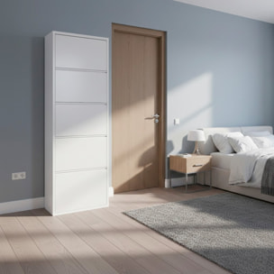 Scarpiera Slim In Metallo 5 Ante A Ribalta Ultra Sottile Salvaspazio Mobile Portascarpe Moderno Ingresso Camera Corridoio 172 x 50 x 15 Cm Bianco