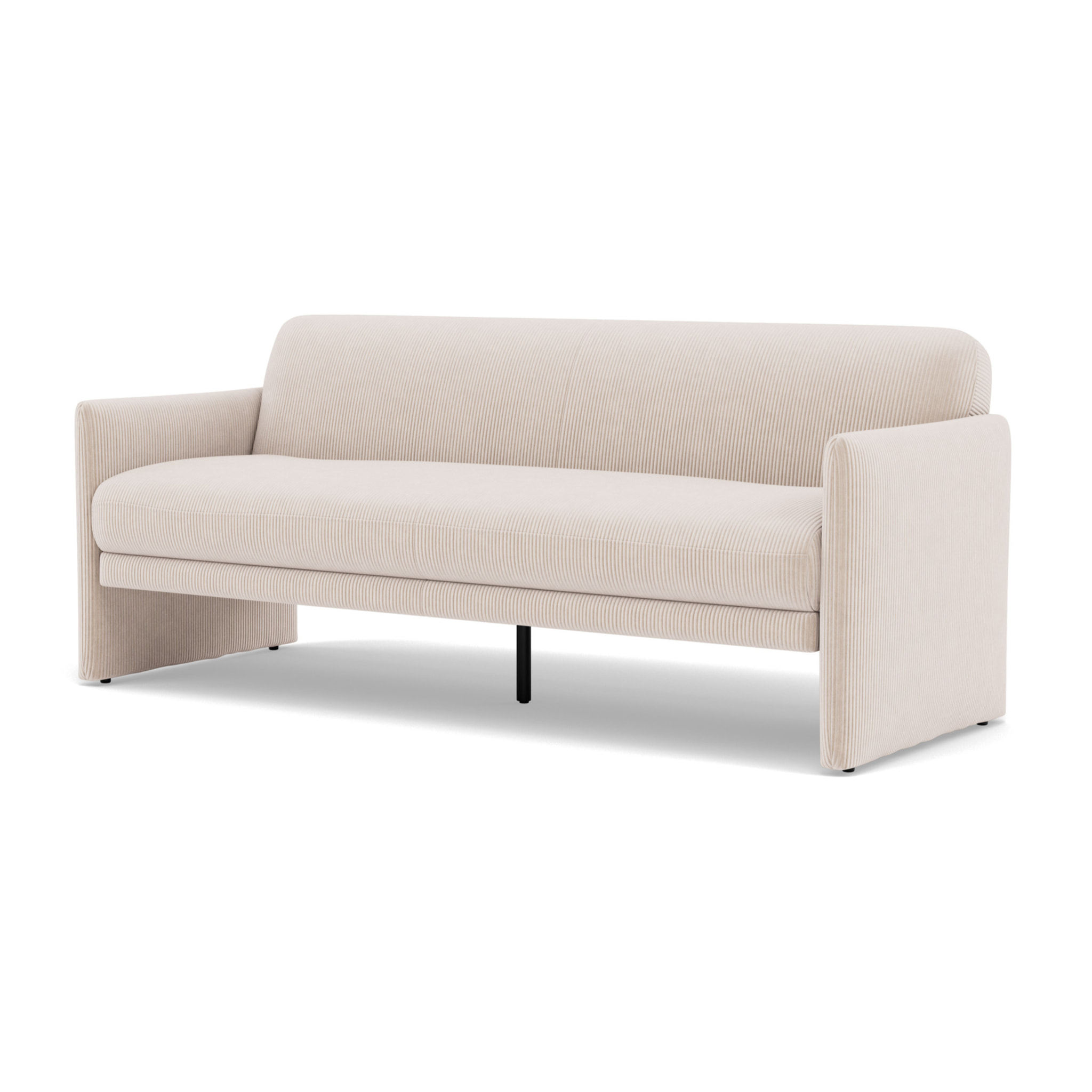Mathis - Canapé convertible clic-clac 3 places en velours côtelé - Beige