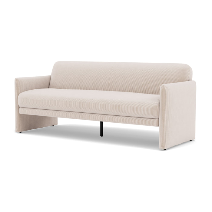 Mathis - Canapé convertible clic-clac 3 places en velours côtelé - Beige