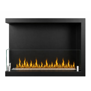 Sutri 60 - Camino a Bioetanolo da Incasso Angolare Sinistro 60x45x22,4 cm con Bruciatore 1,5lt in Acciaio