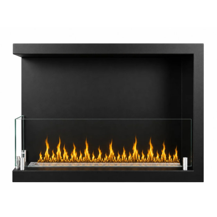 Sutri 60 - Camino a Bioetanolo da Incasso Angolare Sinistro 60x45x22,4 cm con Bruciatore 1,5lt in Acciaio