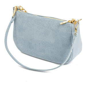 Avella borsa a tracolla donna, in vera pelle scamosciata combinata con Dollaro.