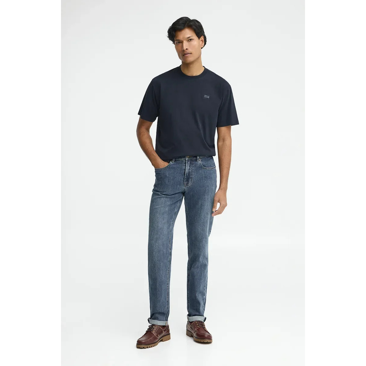 Camiseta azul marino de corte holgado con parche Polo Club