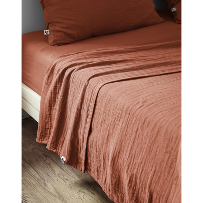 Drap plat ''Gaïa'' ''Gaze de Coton'' - Gaïa Terracotta