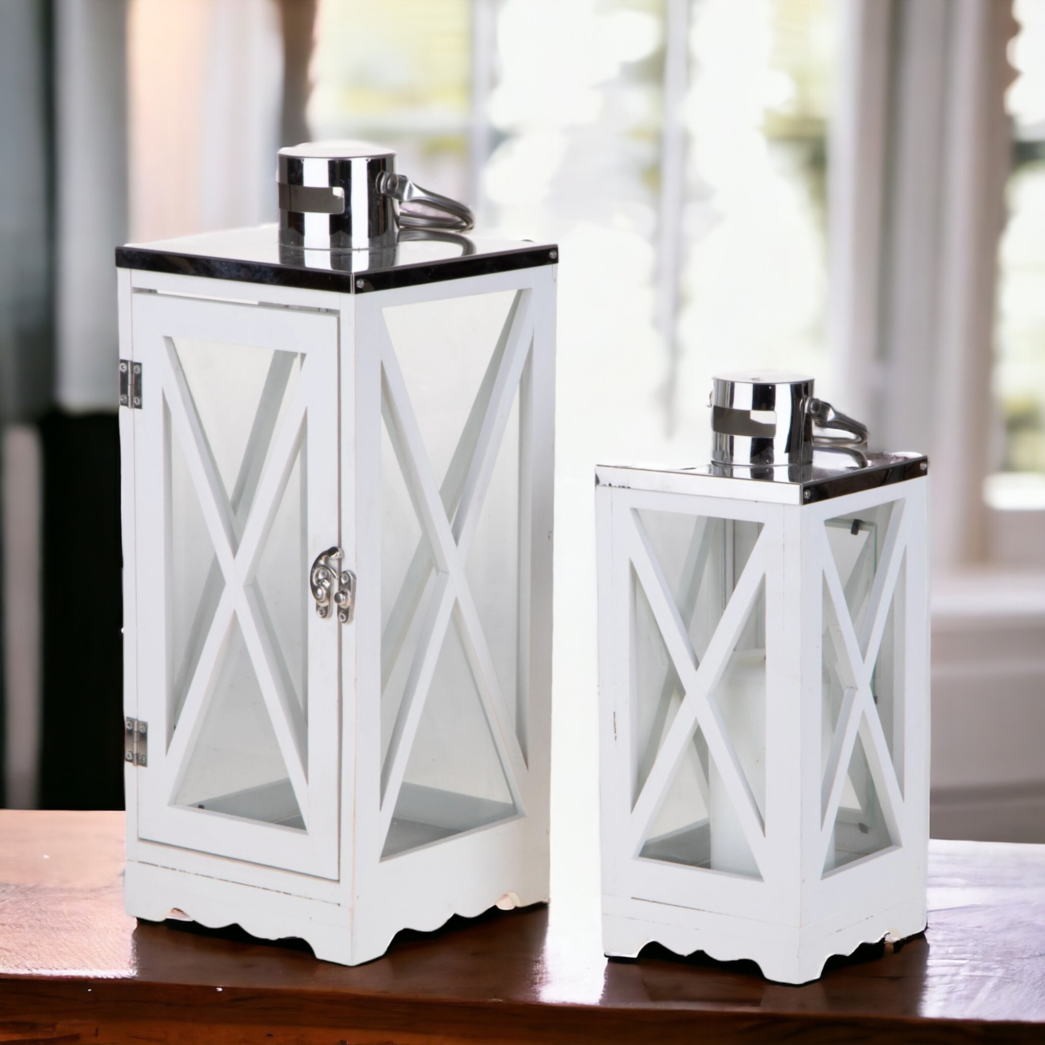 2 lanterna 16xh40 cm legno - Pezzi 1 - BIANCO - Bianchi Dino SpA