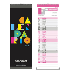 Calendario da parete (22,5x59) 2026 Smemoranda