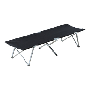 Cama de Camping Plegable Cama de Acampada con Marco Metálico Carga 136 kg para Playa Senderismo 193x64x40 cm Negro