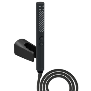 Pommeau de douche Shift+ rond 2 jets noir mat + flexible + support