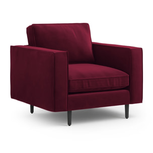 Fauteuil "Alexis" en velours rouge foncé