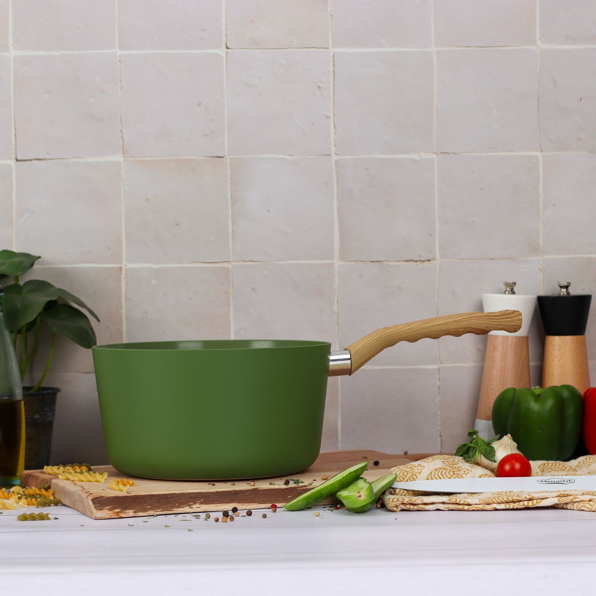 Casserole 20cm avec revêtement céramique vert - tous feux COLORAMA