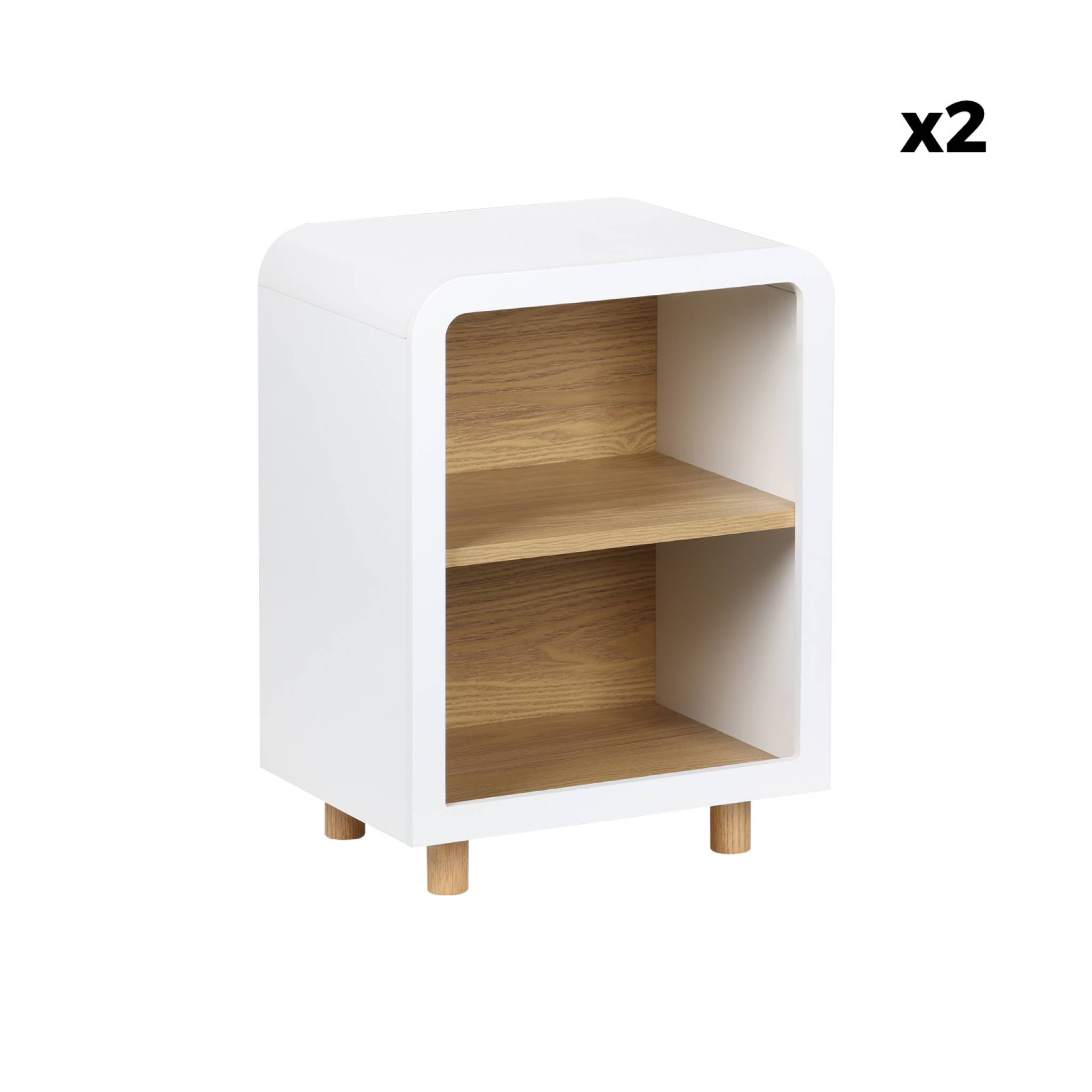 Lot de 2 tables de chevet effet bois 2 niches