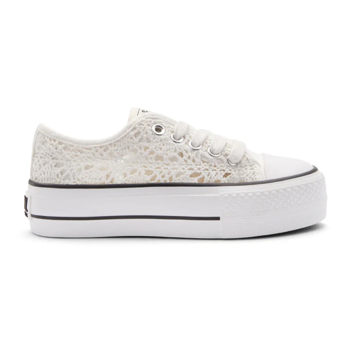 Sneakers basse con lavorazione all'uncinetto, colore bianco