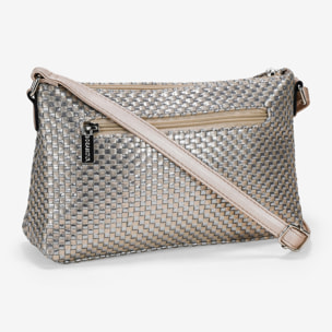 Bolso bandolera plomo con trenzado y cremallera