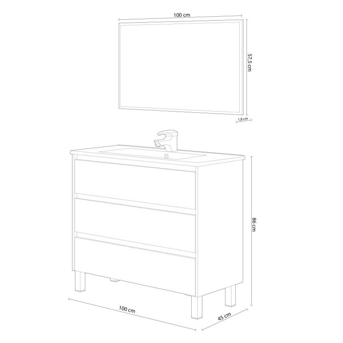 Mueble de baño Dakota 100 con espejo Roble Alaska