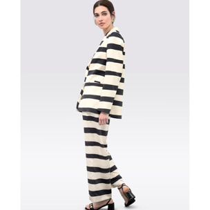 Culottes in raso con righe orizzontali