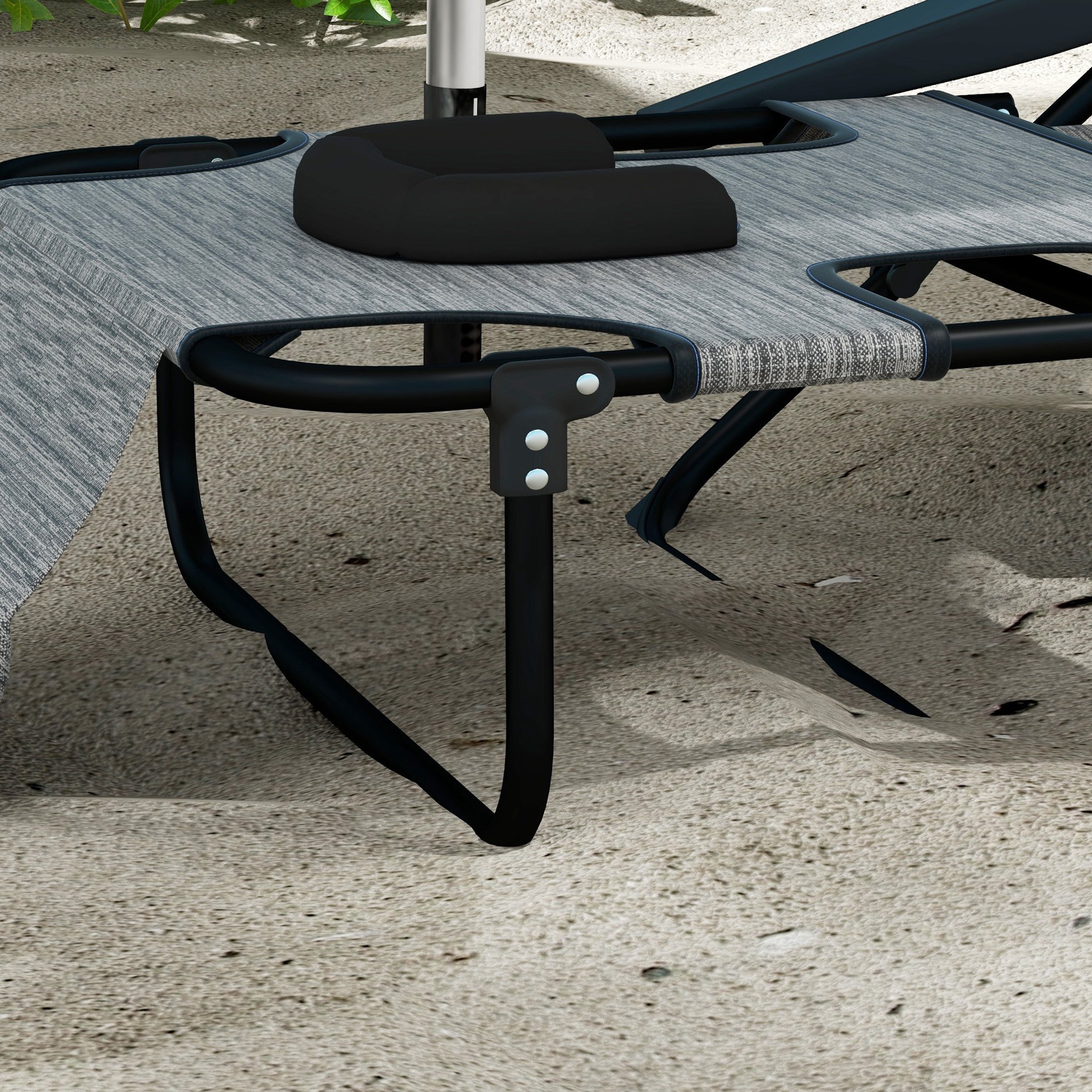 Conjunto de 2 Tumbonas Plegables Tumbonas de Jardín con Respaldo Ajustable en 4 Niveles Orificio de Lectura y Reposacabezas para Terraza Piscina 194x72x31 cm Gris