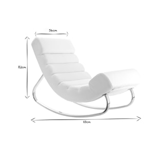Rocking chair design blanc et acier chromé TAYLOR