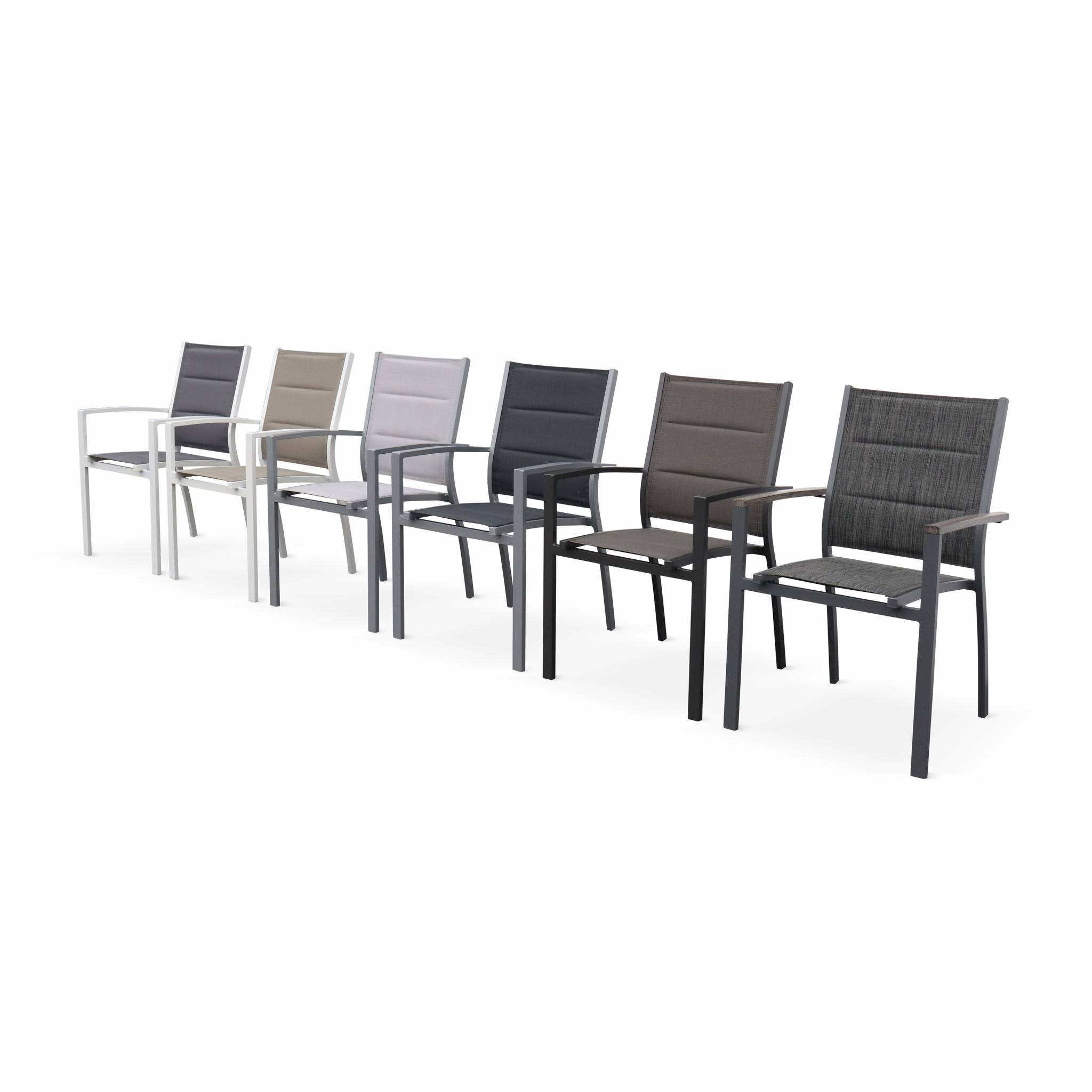 Lot de 2 fauteuils - Chicago / Odenton  - En aluminium gris et textilène gris foncé. empilables