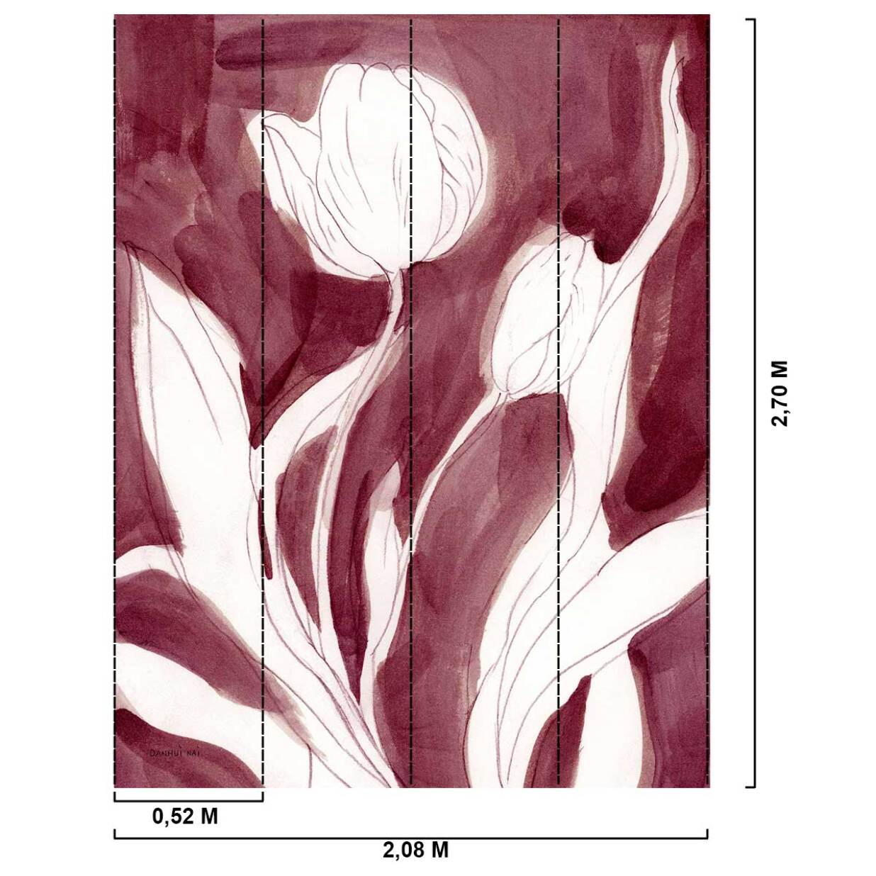 Papier peint tulipes aquarelle terracotta et beige floral élégant Intissé